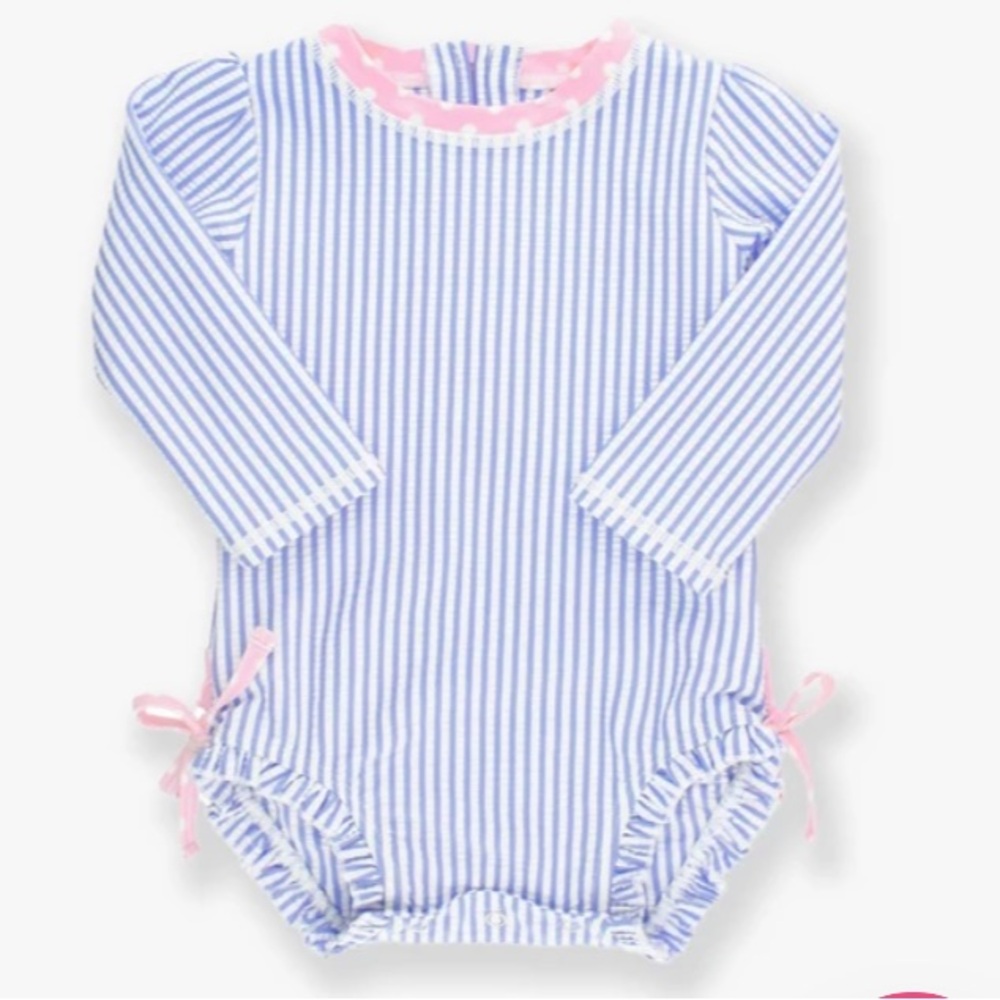 Ruffle Butts Seersucker Rashguard Swimsuit 6-12mo